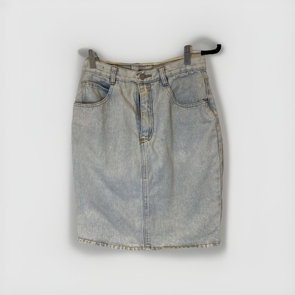 Vintage Jordache Acid Wash Denim Skirt Womens 11/12 High Waist Pencil Midi 90s - Picture 2 of 7